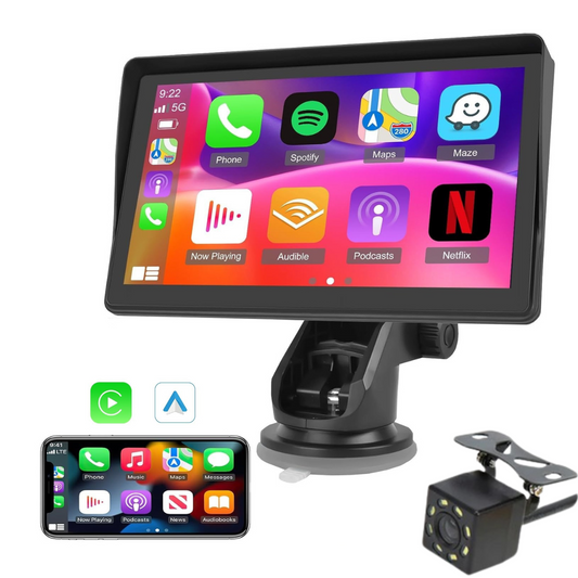 Ecrã Smart CarPro™ - com Apple CarPlay e Android Auto + Câmara de Marcha-Atrás de Oferta