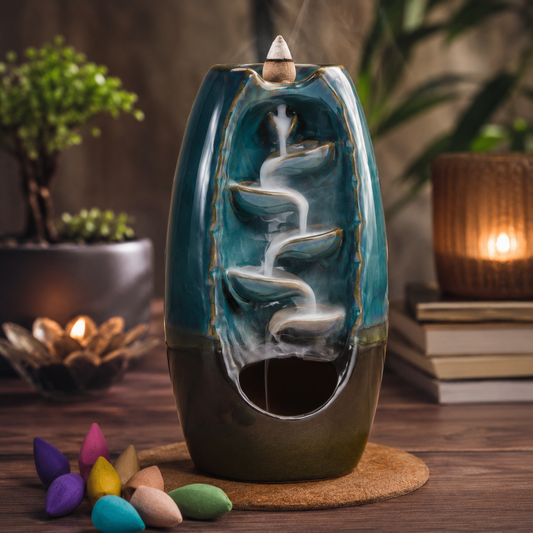 Fonte de Incenso Cascata de Fumo + Cones de Oferta