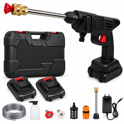 Lavadora de Alta Pressão Portátil 48V com 2 Baterias e Mala + Bocal 6 em 1 de Oferta