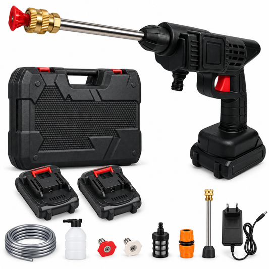 Lavadora de Alta Pressão Portátil 48V com 2 Baterias e Mala + Bocal 6 em 1 de Oferta